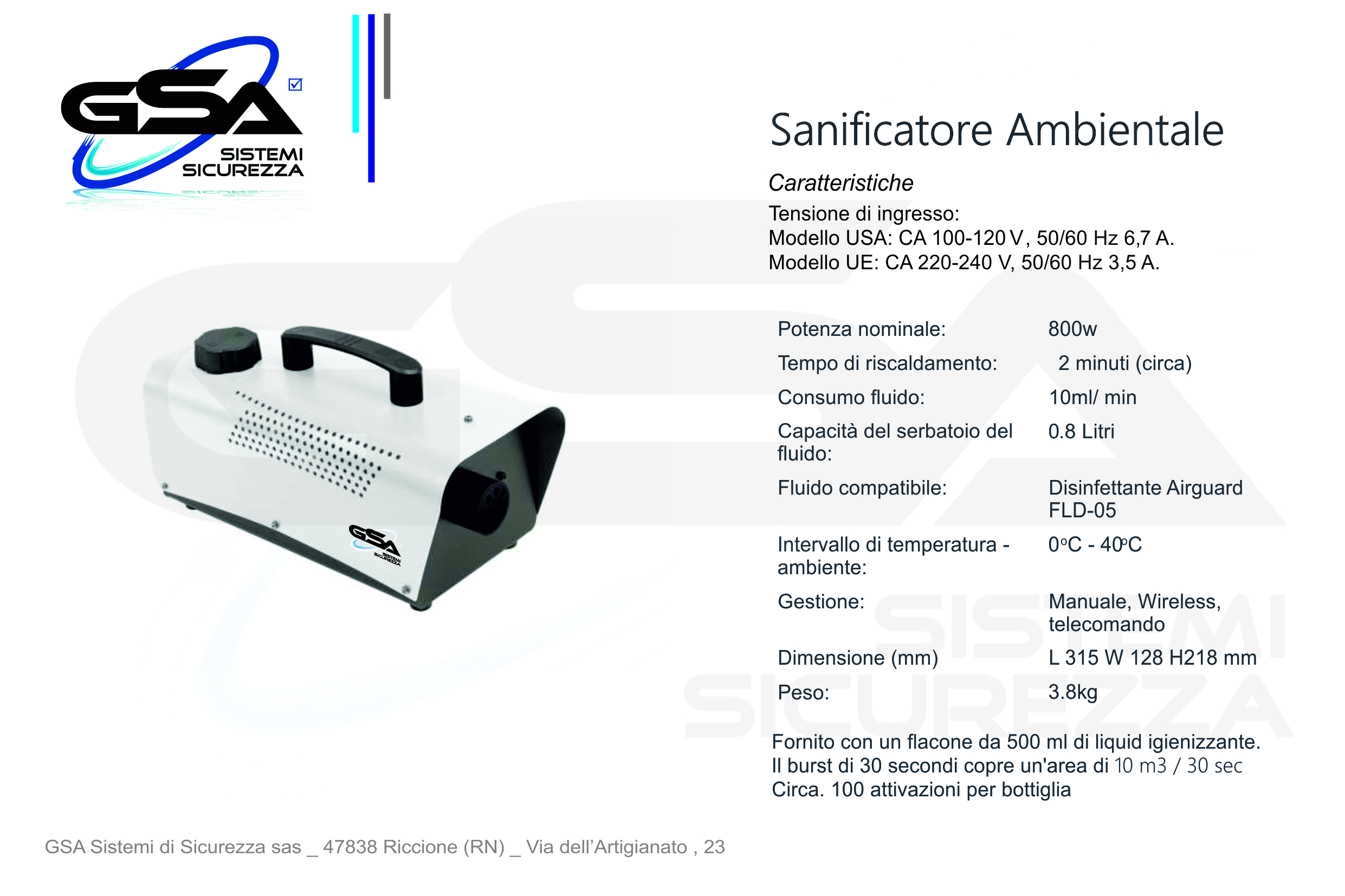 GSA Sistemi di Sicurezza _ Sanificatore Ambientale